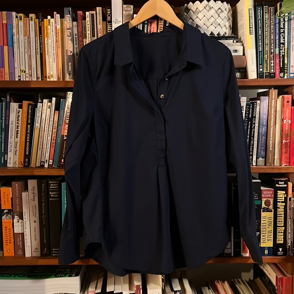 Navy Elba popover stretch cotton shirt